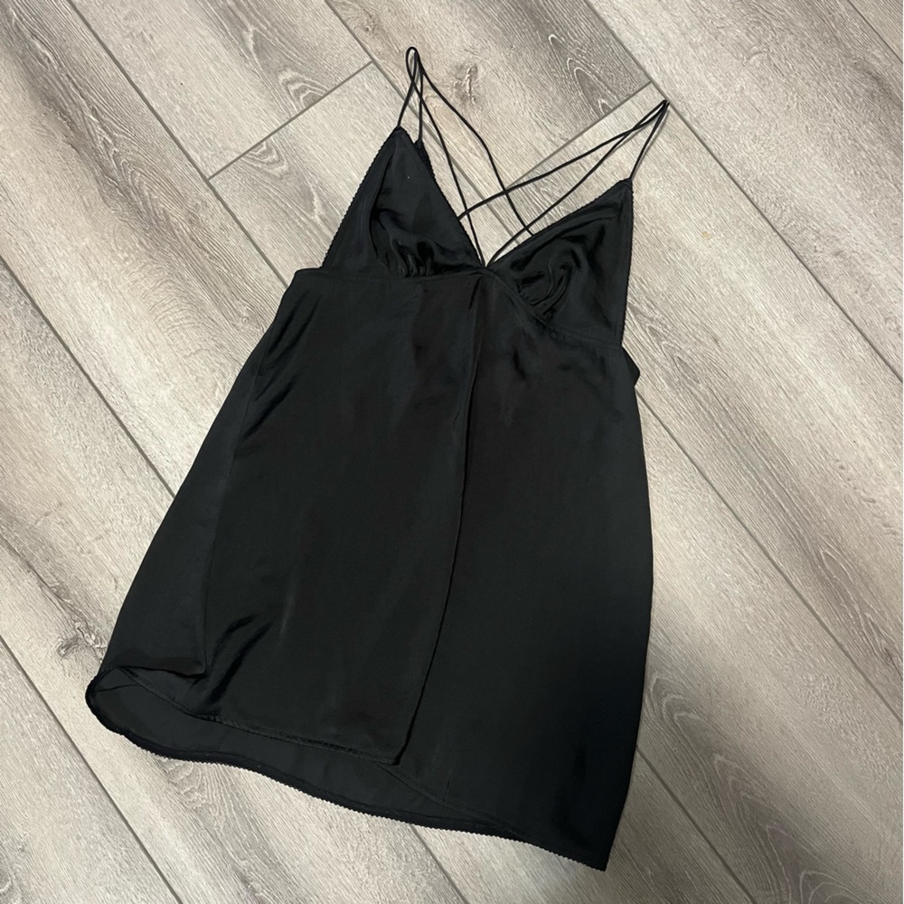 Intimately, free people, black slip satin chemise XS